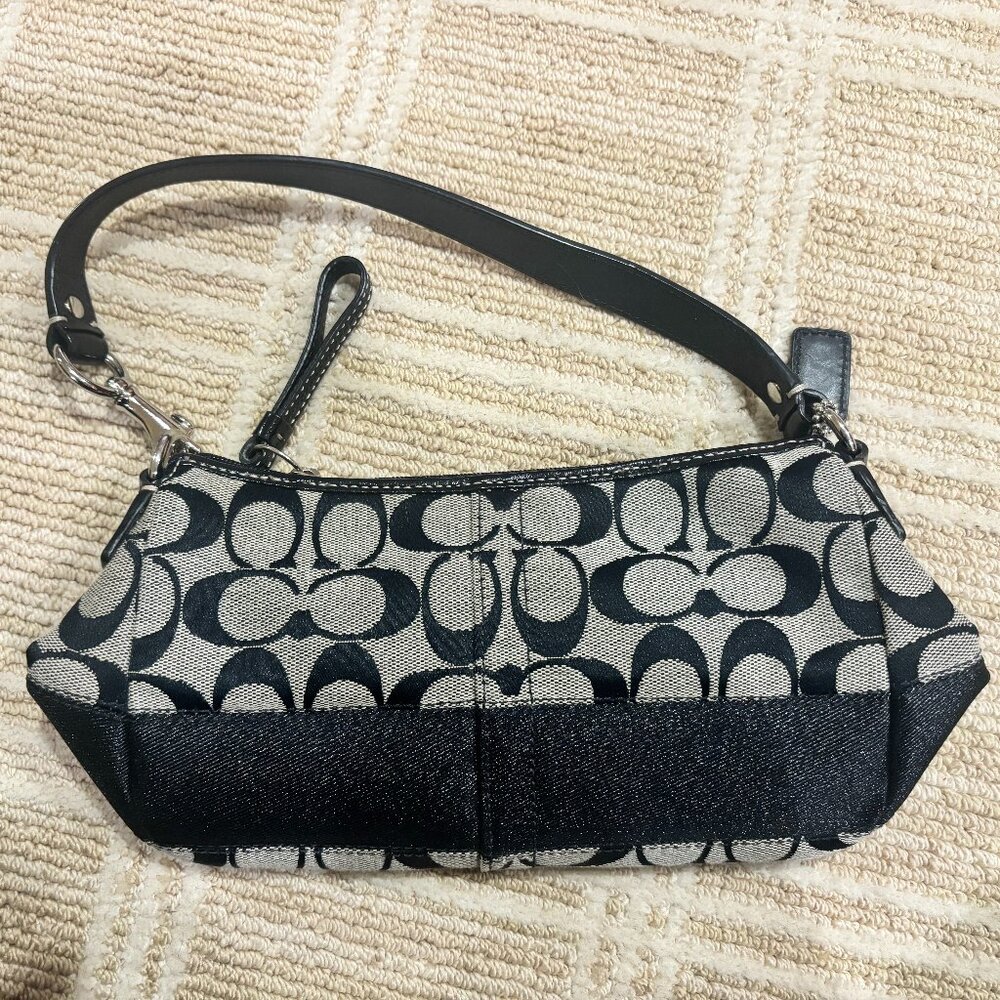 Great condition Coach Black & Grey Signature Mini Shoulder Bag / Demi Hobo